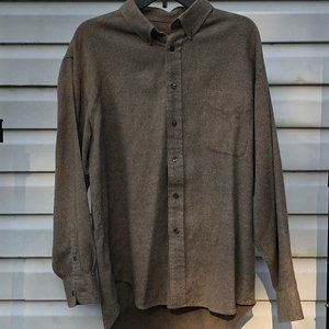 Men's Heather Brown Button Down Long Sleeve Shirt